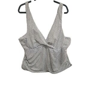 Freshwater Tankini Top 3X Plus Size Polka Dot Ruched Side Wrap V-Neck Swimwear